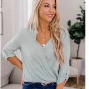 Pink Lily Don’t Want To Keep Secrets Blouse Sage